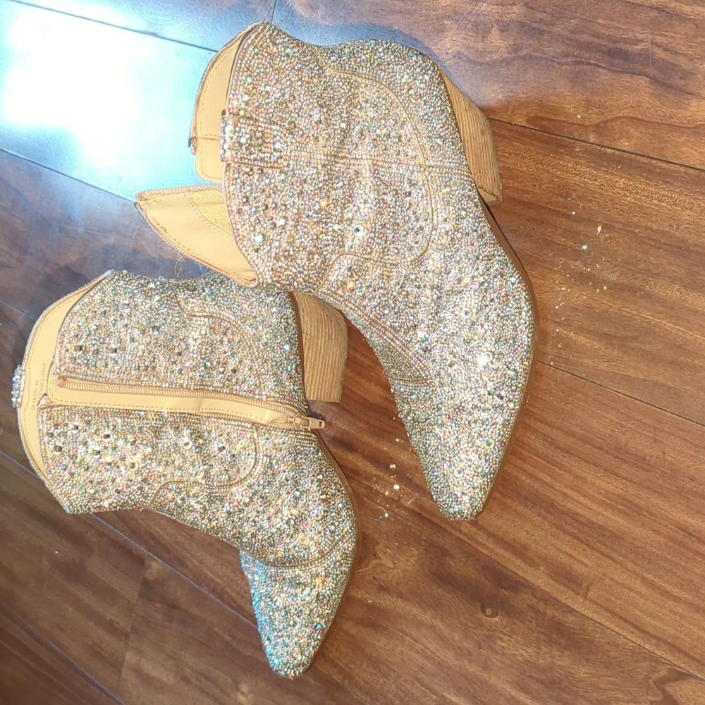 Betsey Johnson Glittering Rhinestone Ankle Boots